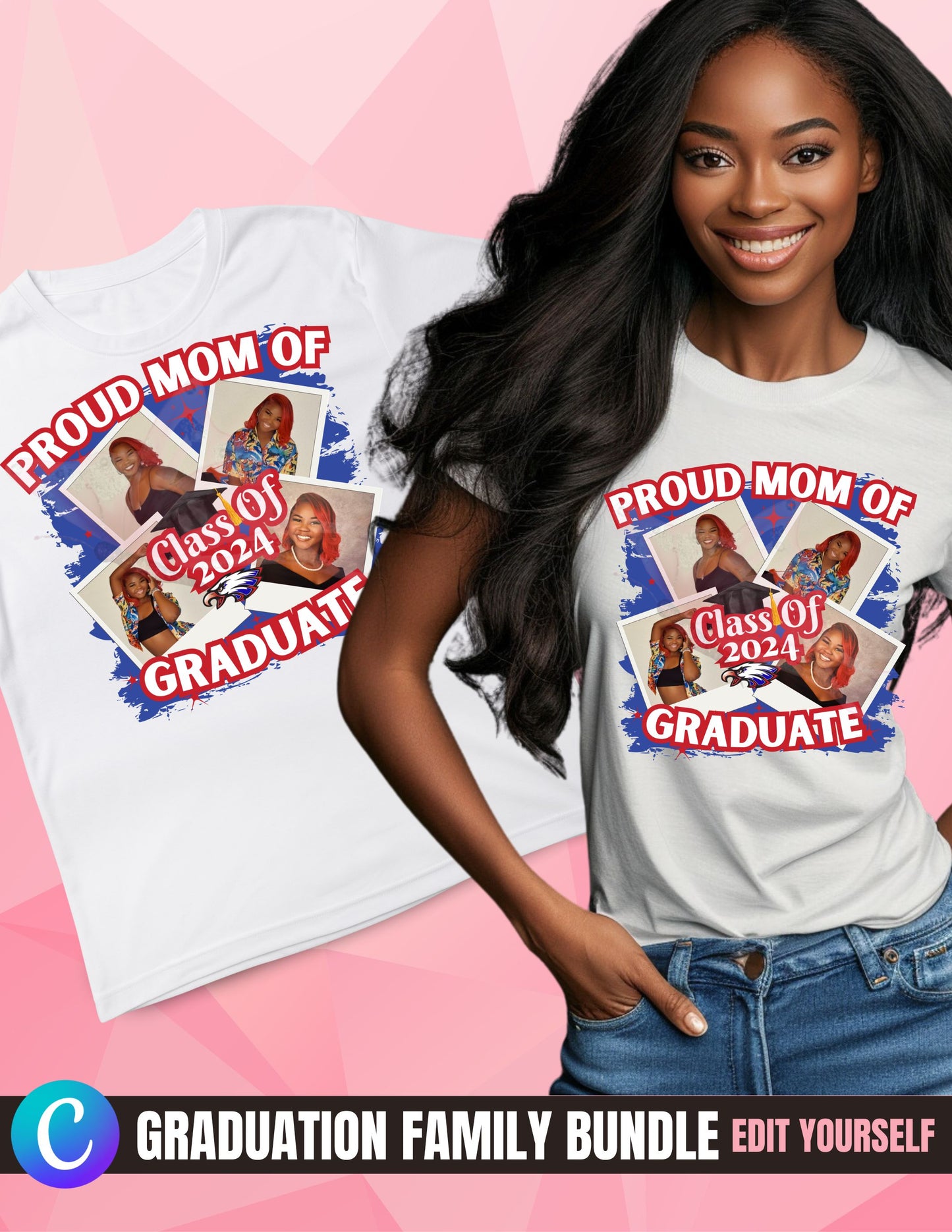 Proud Graduate Family Bundle, Editable Canva Template