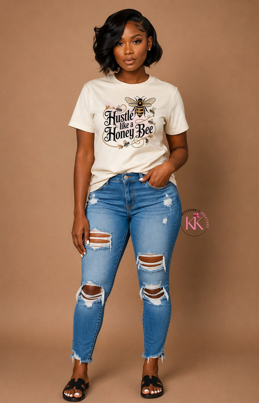 Hustle Like a Honey Bee T-Shirt | Motivational Bee Graphic Tee | Entrepreneur Mindset Shirt
