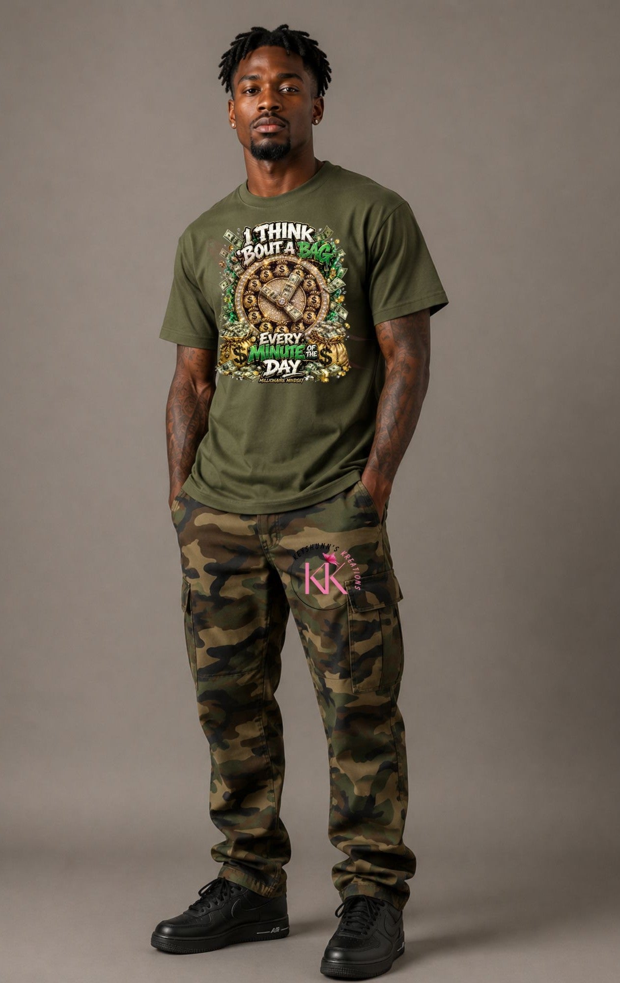I Think ’Bout a Bag Every Minute of the Day – Millionaire Mindset Luxury Streetwear Graphic Tee