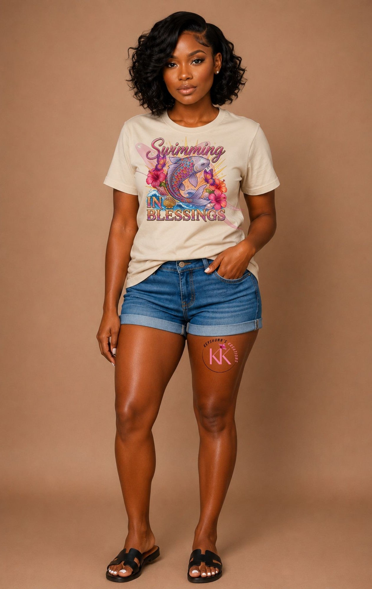 Swimming in Blessings Koi Fish T-Shirt | Tropical Summer Faith-Inspired Graphic Tee