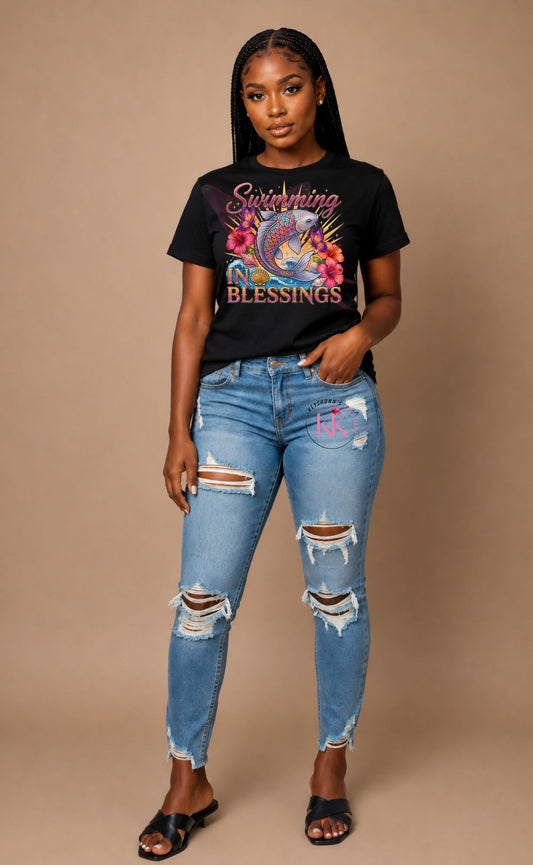Swimming in Blessings Koi Fish T-Shirt | Tropical Summer Faith-Inspired Graphic Tee