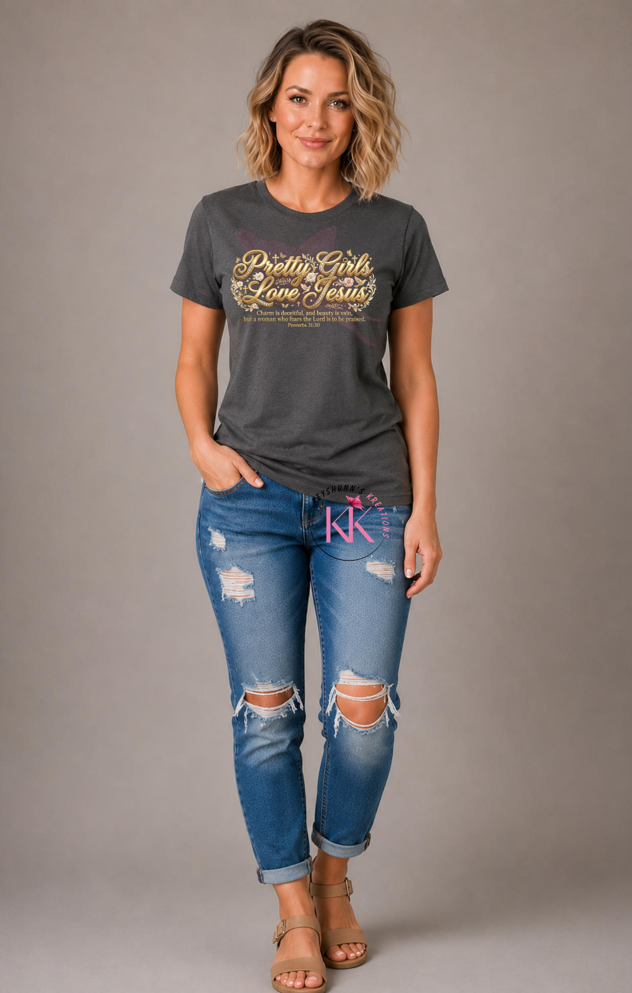 Pretty Girls Love Jesus Luxury Christian T-Shirt | Proverbs 31:30 Faith Boutique Tee
