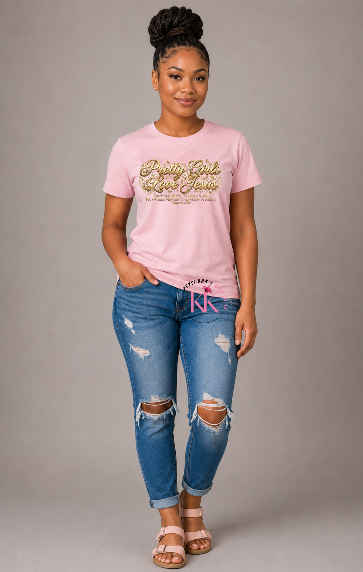 Pretty Girls Love Jesus Luxury Christian T-Shirt | Proverbs 31:30 Faith Boutique Tee