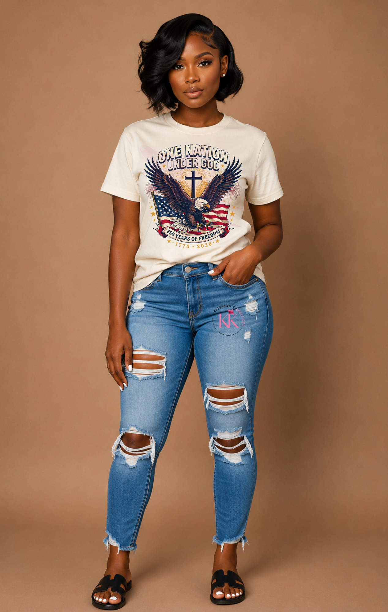 One Nation Under God 250 Years of Freedom Shirt | Christian Patriotic Eagle T-Shirt | America 250 Celebration | Faith & Freedom Tee
