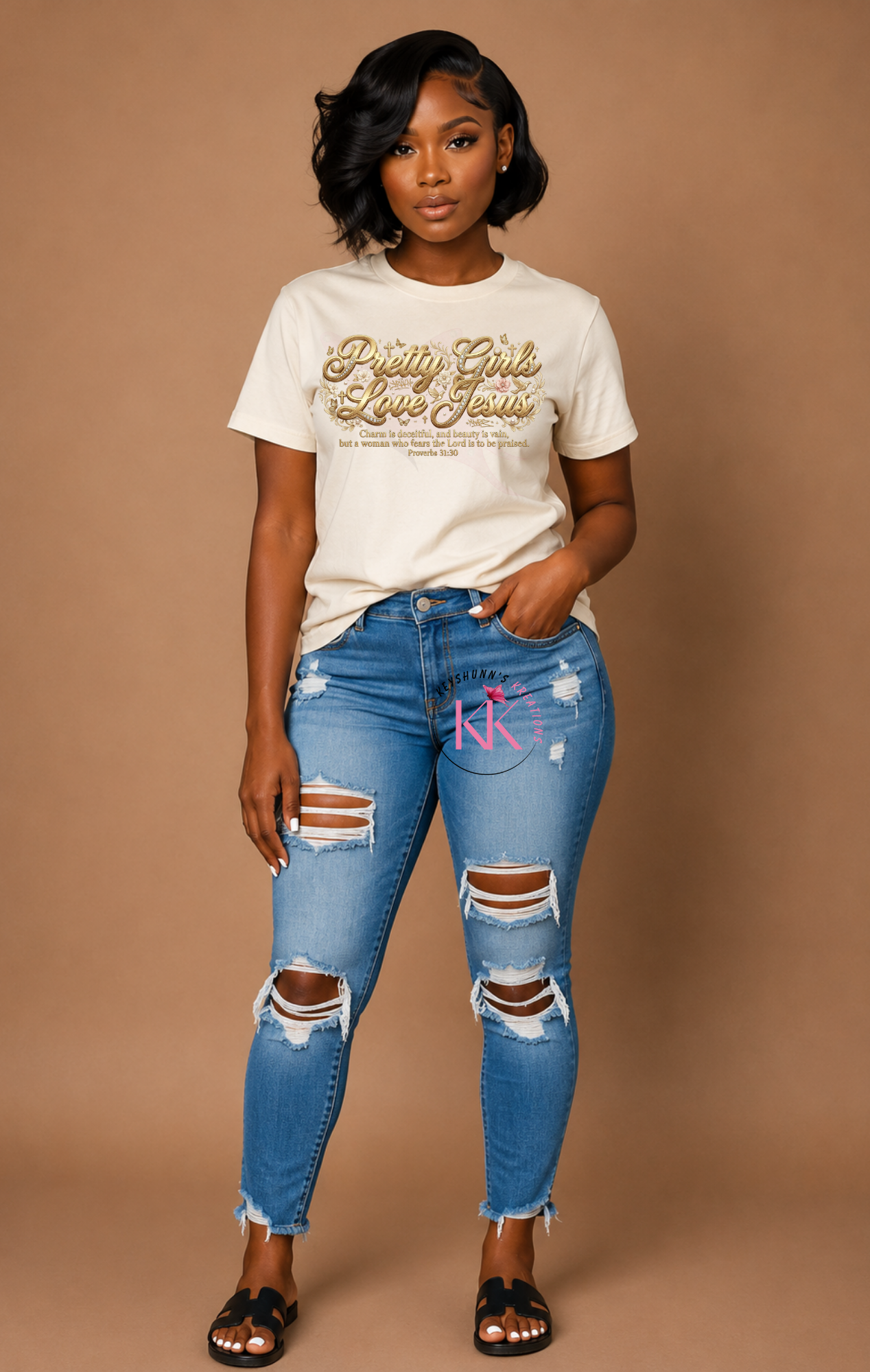 Pretty Girls Love Jesus Luxury Christian T-Shirt | Proverbs 31:30 Faith Boutique Tee