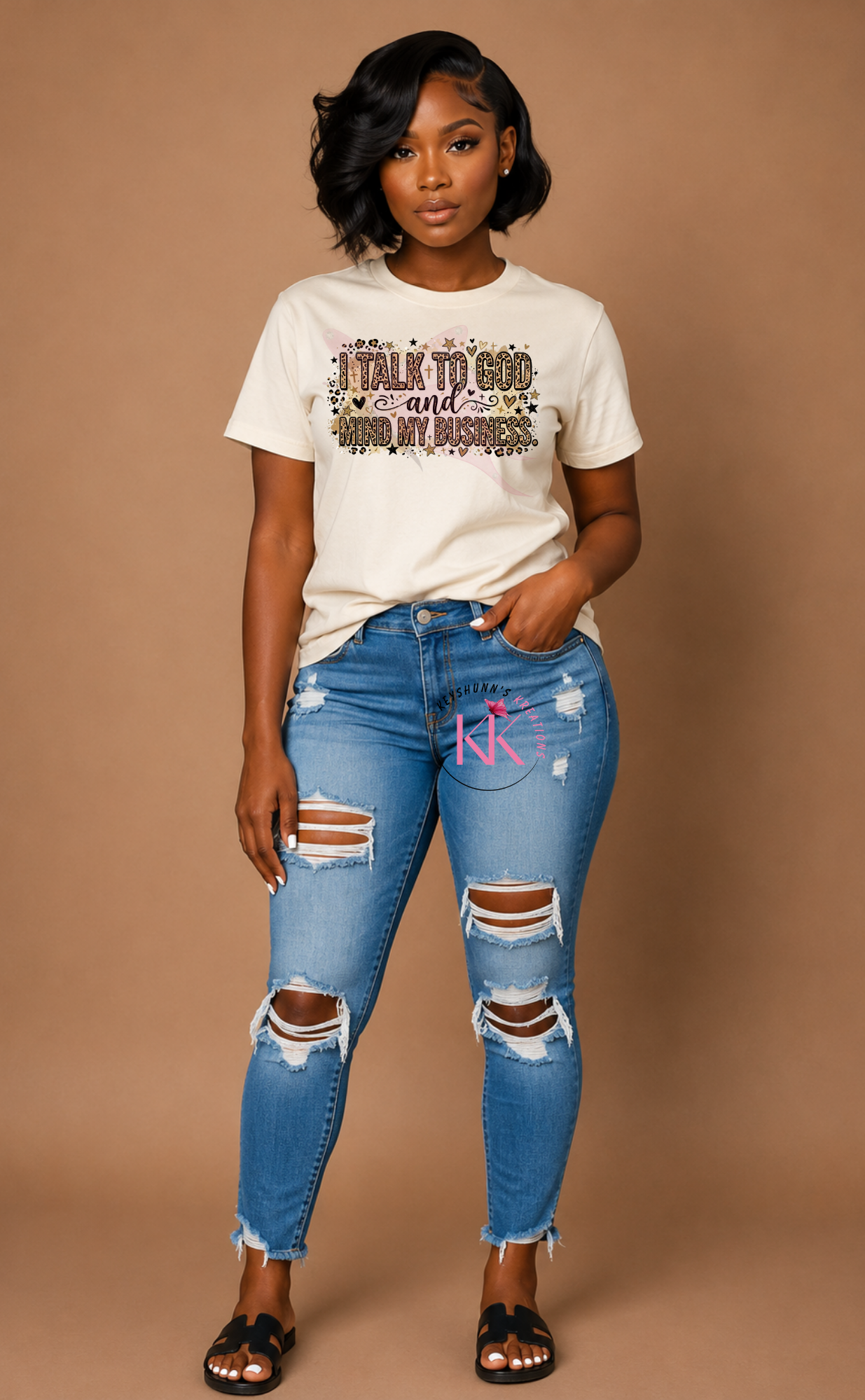 I Talk To God & Mind My Business Leopard Christian T-Shirt