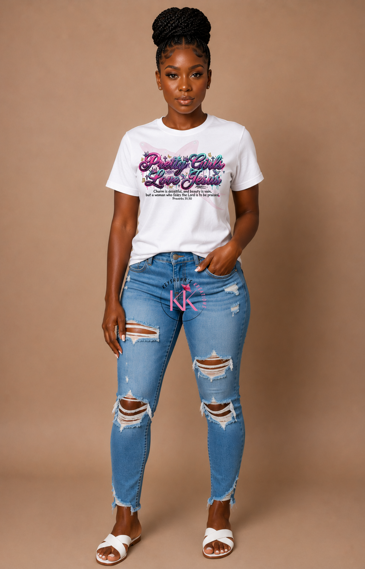 Pretty Girls Love Jesus Streetwear Christian T-Shirt | Graffiti Faith Graphic Tee
