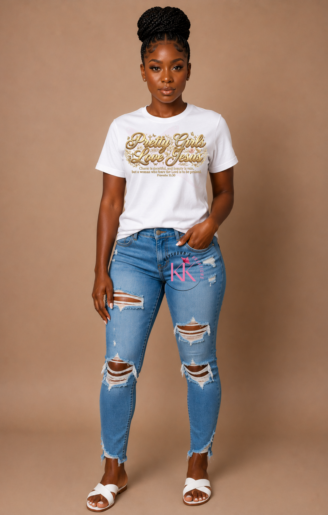 Pretty Girls Love Jesus Luxury Christian T-Shirt | Proverbs 31:30 Faith Boutique Tee
