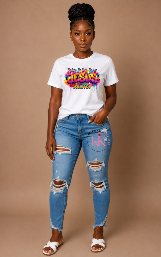 JESUS – The Way, The Truth, The Life | John 14:6 Christian Graffiti Streetwear T-Shirt